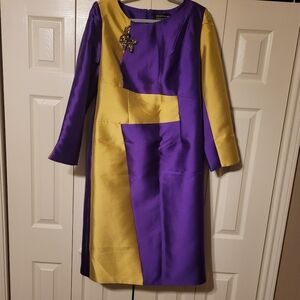 Size 12, LILY AND TAYLOR COUTURE DRESS. Purple and Gold
